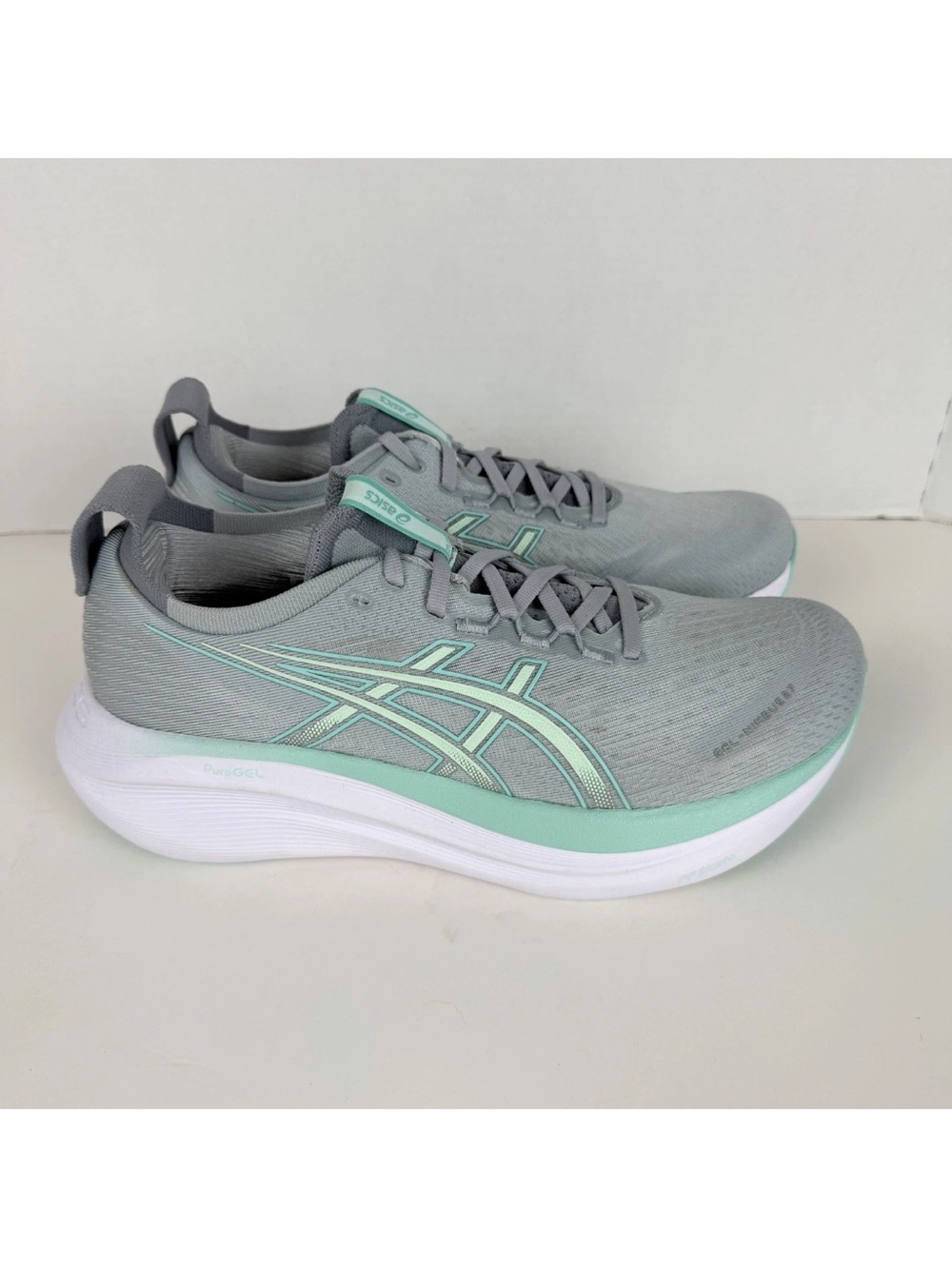 Asics Gel-Nimbus 27 Women's Size 9.5 Piedmont Grey/Mint Running Shoes